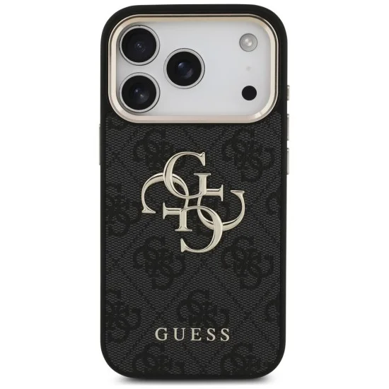 Калъф за iPhone 18 Pro / iPhone 17 Pro - Hardcase 4G Classic Logo with Strap (GUHCP18LP4GMGSCK) - Guess - Черен