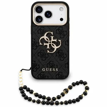 Калъф за iPhone 18 Pro / iPhone 17 Pro - Hardcase 4G Classic Logo with Strap (GUHCP18LP4GMGSCK) - Guess - Черен