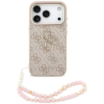 Калъф за iPhone 18 Pro / iPhone 17 Pro - Hardcase 4G Classic Logo with Strap (GUHCP18LP4GMGSCP) - Guess - Розов