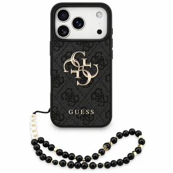Калъф за iPhone 18 Pro / iPhone 17 Pro - Hardcase 4G Classic Logo with Strap (GUHCP18LP4GMGSK) - Guess - Черен