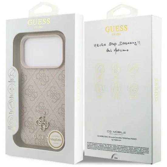 Калъф за iPhone 18 Pro / iPhone 17 Pro - Hardcase 4G Small & Classic MagSafe (GUHMP18LP4SM4MP) - Guess - Розов