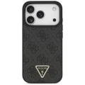 Калъф за iPhone 18 Pro / iPhone 17 Pro - Leather 4G Triangle Strass MagSafe (GUHMP18LP4TDPLK) - Guess - Черен
