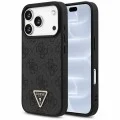 Калъф за iPhone 18 Pro / iPhone 17 Pro - Leather 4G Triangle Strass MagSafe (GUHMP18LP4TDPLK) - Guess - Черен