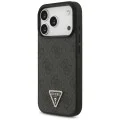 Калъф за iPhone 18 Pro / iPhone 17 Pro - Leather 4G Triangle Strass MagSafe (GUHMP18LP4TDPLK) - Guess - Черен