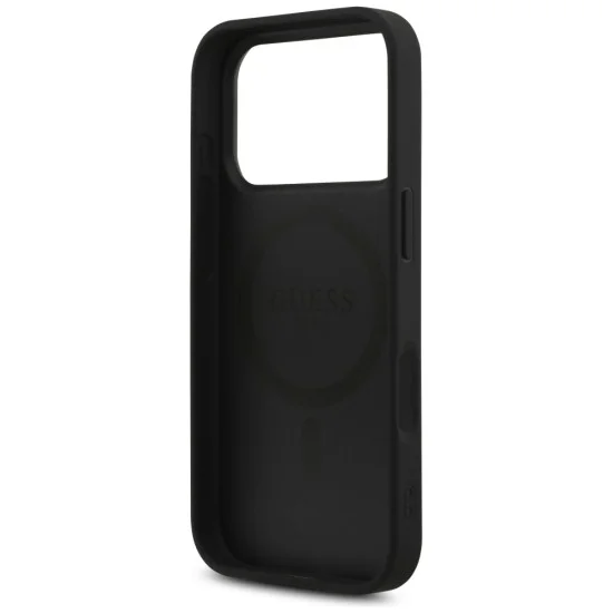 Калъф за iPhone 18 Pro / iPhone 17 Pro - Leather 4G Triangle Strass MagSafe (GUHMP18LP4TDPLK) - Guess - Черен