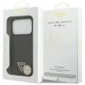 Калъф за iPhone 18 Pro / iPhone 17 Pro - Leather 4G Triangle Strass MagSafe (GUHMP18LP4TDPLK) - Guess - Черен