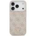 Калъф за iPhone 18 Pro / iPhone 17 Pro - Leather 4G Triangle Strass MagSafe (GUHMP18LP4TDPP) - Guess - Розов