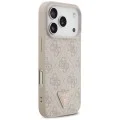 Калъф за iPhone 18 Pro / iPhone 17 Pro - Leather 4G Triangle Strass MagSafe (GUHMP18LP4TDPP) - Guess - Розов