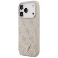Калъф за iPhone 18 Pro / iPhone 17 Pro - Leather 4G Triangle Strass MagSafe (GUHMP18LP4TDPP) - Guess - Розов