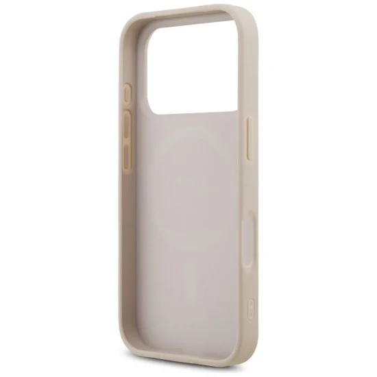 Калъф за iPhone 18 Pro / iPhone 17 Pro - Leather 4G Triangle Strass MagSafe (GUHMP18LP4TDPP) - Guess - Розов