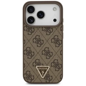 Калъф за iPhone 18 Pro / iPhone 17 Pro - Leather 4G Triangle Strass MagSafe (GUHMP18LP4TDPW) - Guess - Кафяв