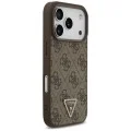 Калъф за iPhone 18 Pro / iPhone 17 Pro - Leather 4G Triangle Strass MagSafe (GUHMP18LP4TDPW) - Guess - Кафяв