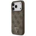 Калъф за iPhone 18 Pro / iPhone 17 Pro - Leather 4G Triangle Strass MagSafe (GUHMP18LP4TDPW) - Guess - Кафяв
