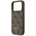 Калъф за iPhone 18 Pro / iPhone 17 Pro - Leather 4G Triangle Strass MagSafe (GUHMP18LP4TDPW) - Guess - Кафяв