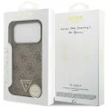 Калъф за iPhone 18 Pro / iPhone 17 Pro - Leather 4G Triangle Strass MagSafe (GUHMP18LP4TDPW) - Guess - Кафяв
