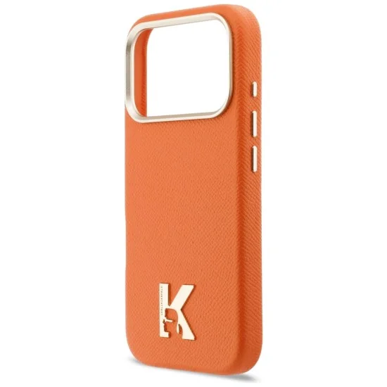 Калъф за iPhone 18 Pro / iPhone 17 Pro - Leather FW with KHead Logo MagSafe (KLHMP18L5PGFKHGO) - Karl Lagerfeld - Оранжев