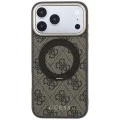 Калъф за iPhone 18 Pro / iPhone 17 Pro - Ring Stand 360 4G Leather Classic Logo MagSafe (GUHMP18L6PS4RSCLW) - Guess - Кафяв