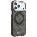Калъф за iPhone 18 Pro / iPhone 17 Pro - Ring Stand 360 4G Leather Classic Logo MagSafe (GUHMP18L6PS4RSCLW) - Guess - Кафяв
