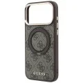 Калъф за iPhone 18 Pro / iPhone 17 Pro - Ring Stand 360 4G Leather Classic Logo MagSafe (GUHMP18L6PS4RSCLW) - Guess - Кафяв