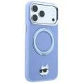 Калъф за iPhone 18 Pro / iPhone 17 Pro - Saffiano Ring Stand 360° Choupette Head Pin (KLHMP18LPSRSCHHB) - Karl Lagerfeld - Светло син