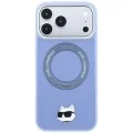 Калъф за iPhone 18 Pro / iPhone 17 Pro - Saffiano Ring Stand 360° Choupette Head Pin (KLHMP18LPSRSCHHB) - Karl Lagerfeld - Светло син