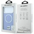 Калъф за iPhone 18 Pro / iPhone 17 Pro - Saffiano Ring Stand 360° Choupette Head Pin (KLHMP18LPSRSCHHB) - Karl Lagerfeld - Светло син