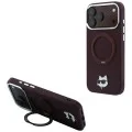 Калъф за iPhone 18 Pro / iPhone 17 Pro - Saffiano Ring Stand 360° Choupette Head Pin (KLHMP18LPSRSCHHR) - Karl Lagerfeld - Бордо