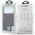 Калъф за iPhone 18 Pro / iPhone 17 Pro - Saffiano Ring Stand 360° Choupette Head Pin (KLHMP18LPSRSCHHR) - Karl Lagerfeld - Бордо