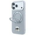 Калъф за iPhone 18 Pro / iPhone 17 Pro - Saffiano Ring Stand 360° K. Head Pin (KLHMP18LPSRSKLHG) - Karl Lagerfeld - Сив