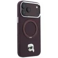 Калъф за iPhone 18 Pro / iPhone 17 Pro - Saffiano Ring Stand 360° K. Head Pin (KLHMP18LPSRSKLHR) - Karl Lagerfeld - Бордо