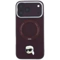 Калъф за iPhone 18 Pro / iPhone 17 Pro - Saffiano Ring Stand 360° K. Head Pin (KLHMP18LPSRSKLHR) - Karl Lagerfeld - Бордо