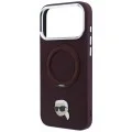 Калъф за iPhone 18 Pro / iPhone 17 Pro - Saffiano Ring Stand 360° K. Head Pin (KLHMP18LPSRSKLHR) - Karl Lagerfeld - Бордо