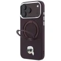 Калъф за iPhone 18 Pro / iPhone 17 Pro - Saffiano Ring Stand 360° K. Head Pin (KLHMP18LPSRSKLHR) - Karl Lagerfeld - Бордо