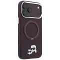 Калъф за iPhone 18 Pro / iPhone 17 Pro - Saffiano Ring Stand 360° KC Heads Pin (KLHMP18LPSRSKCHR) - Karl Lagerfeld - Бордо