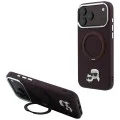 Калъф за iPhone 18 Pro / iPhone 17 Pro - Saffiano Ring Stand 360° KC Heads Pin (KLHMP18LPSRSKCHR) - Karl Lagerfeld - Бордо