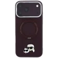 Калъф за iPhone 18 Pro / iPhone 17 Pro - Saffiano Ring Stand 360° KC Heads Pin (KLHMP18LPSRSKCHR) - Karl Lagerfeld - Бордо