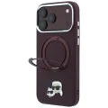 Калъф за iPhone 18 Pro / iPhone 17 Pro - Saffiano Ring Stand 360° KC Heads Pin (KLHMP18LPSRSKCHR) - Karl Lagerfeld - Бордо