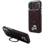 Калъф за iPhone 18 Pro / iPhone 17 Pro - Saffiano Ring Stand 360° KC Heads Pin (KLHMP18LPSRSKCHR) - Karl Lagerfeld - Бордо