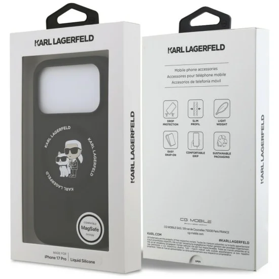 Калъф за iPhone 18 Pro / iPhone 17 Pro - Silicone KC Body Ring MagSafe (KLHMP18LSCMKCRHK) - Karl Lagerfeld - Черен