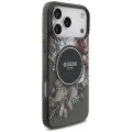 Калъф за iPhone 18 Pro / iPhone 17 Pro - IML Flowers with Pearl Strap MagSafe - Guess - Черен