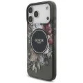 Калъф за iPhone 18 Pro / iPhone 17 Pro - IML Flowers with Pearl Strap MagSafe - Guess - Черен