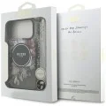 Калъф за iPhone 18 Pro / iPhone 17 Pro - IML Flowers with Pearl Strap MagSafe - Guess - Черен