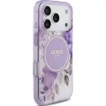 Калъф за iPhone 18 Pro / iPhone 17 Pro - IML Flowers with Pearl Strap MagSafe - Guess - Лилав