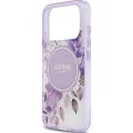 Калъф за iPhone 18 Pro / iPhone 17 Pro - IML Flowers with Pearl Strap MagSafe - Guess - Лилав