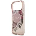 Калъф за iPhone 18 Pro / iPhone 17 Pro - IML Flowers with Pearl Strap MagSafe - Guess - Розов