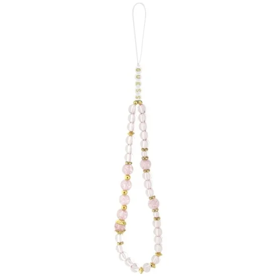 Калъф за iPhone 18 Pro / iPhone 17 Pro - IML Flowers with Pearl Strap MagSafe - Guess - Розов