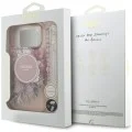Калъф за iPhone 18 Pro / iPhone 17 Pro - IML Flowers with Pearl Strap MagSafe - Guess - Розов