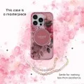 Калъф за iPhone 18 Pro / iPhone 17 Pro - IML Flowers with Pearl Strap MagSafe - Guess - Розов