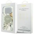 Калъф за iPhone 18 Pro / iPhone 17 Pro - IML Flowers with Pearl Strap MagSafe - Guess - Зелен