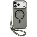 Калъф за iPhone 18 Pro / iPhone 17 Pro - IML Glitter with Pearl Strap MagSafe - Guess - Черен